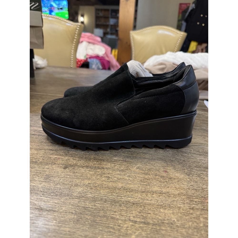 Cordani Amaya Black Suede Size 39 US 8.5 Slip On‎ Wedge Loafer Lug Sole - Picture 5 of 12